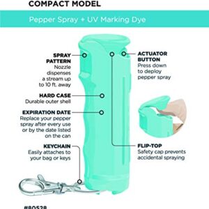 Kuros! by Mace Brand Pocket Pepper Spray (Teal) – 10’ Powerful Pepper Spray with Flip Top Safety Cap, Leaves UV Dye on Skin — Self Defense Pepper Spray for Women, Made in The USA