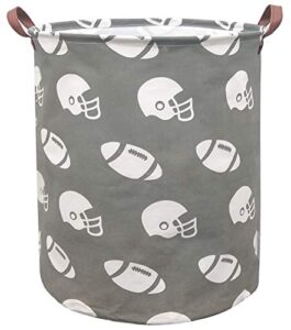 boohit storage baskets,canvas fabric laundry hamper-collapsible storage bin with handles,toy organizer bin for kid's room,office,nursery hamper, home decor (footballs)