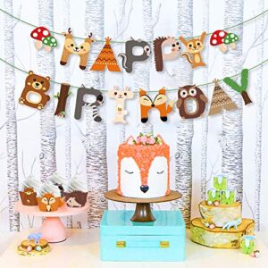 LaVenty Set of 15 Woodland Party Supplies Animal Birthday Banner Woodland Animals Banner Forest Animal Friends Themed Party Decorations Woodland Animals Baby Shower Birthday Party Decorations