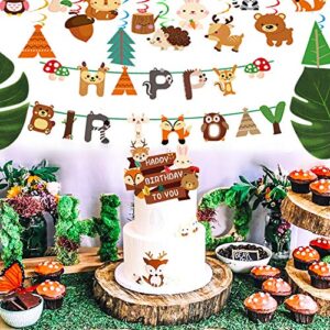 LaVenty Set of 15 Woodland Party Supplies Animal Birthday Banner Woodland Animals Banner Forest Animal Friends Themed Party Decorations Woodland Animals Baby Shower Birthday Party Decorations