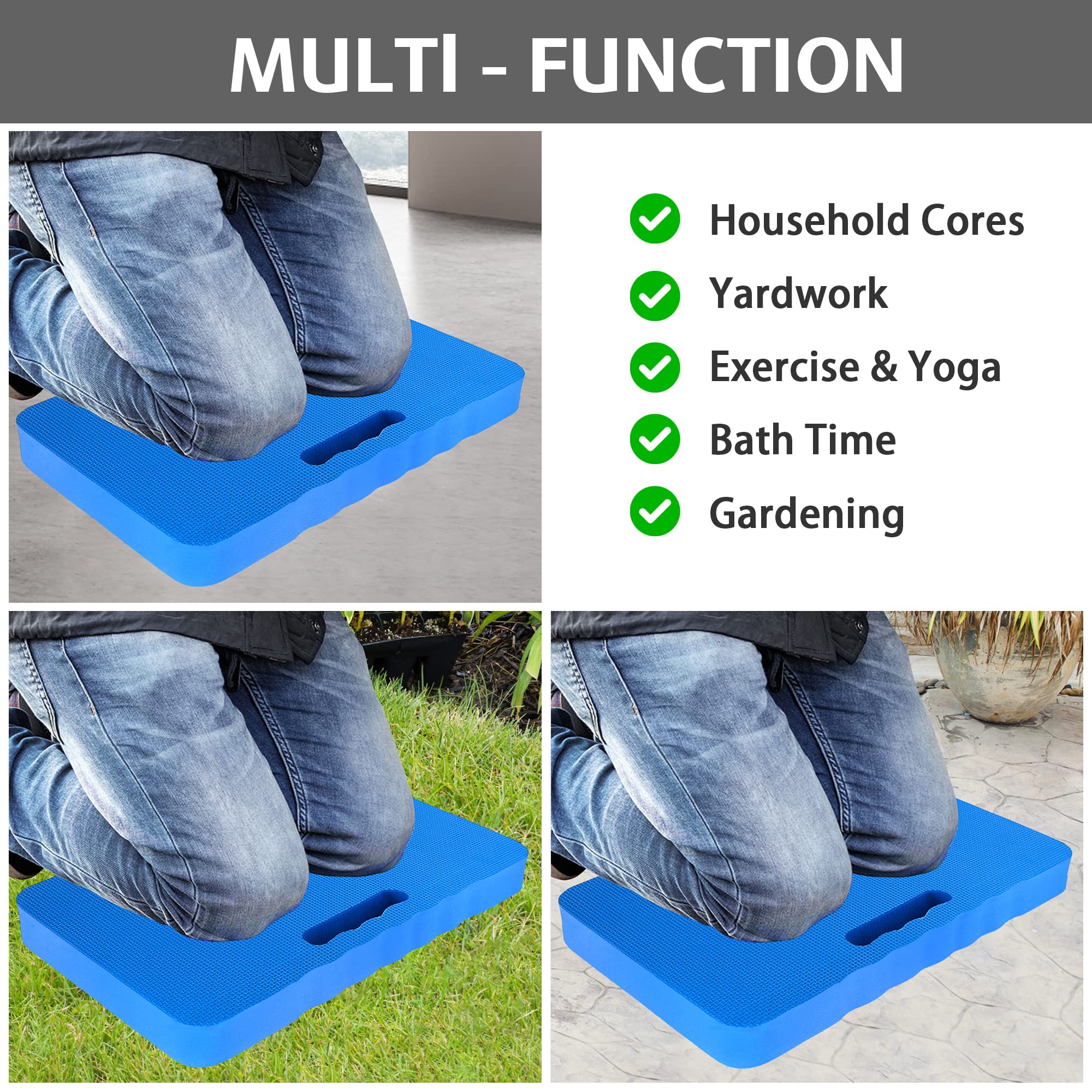 HOOPLE Extra Thick Kneeling Pad, Soft Foam Kneeling Cushion, Waterproof Knee Pads, Lightweight Knee Mat for Bathing, Workout Supplies, Exercise Yoga, Garden Work Gifts 15.7 x 11 Inches Blue
