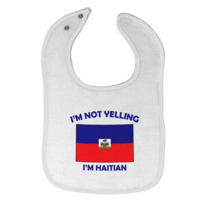 cute rascals toddler & baby bibs burp cloths not yelling i'm not yelling i am haitian haiti countries cotton baby items for baby girl & boy white design only