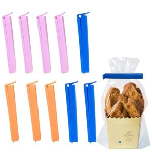 10 pack sealing clips for food,bag clips plastic sealing clips for food and snack bag fresh keeping clamp sealer for kitchen (random colors)