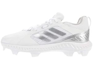 adidas women's fv9043 baseball shoe, footwear white/silver metallic/grey one, 7