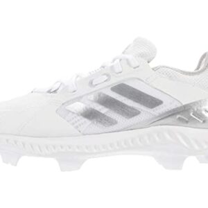 adidas Women's FV9043 Baseball Shoe, Footwear White/Silver Metallic/Grey One, 7