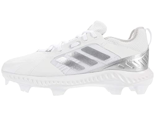 adidas Women's FV9043 Baseball Shoe, Footwear White/Silver Metallic/Grey One, 7