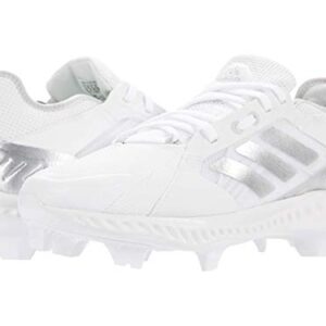 adidas Women's FV9043 Baseball Shoe, Footwear White/Silver Metallic/Grey One, 7