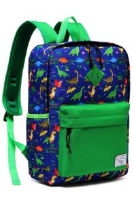 kasqo kids backpack, lightweight water resistant preschool rucksack for little boys and girls with water bottle pockets (green)