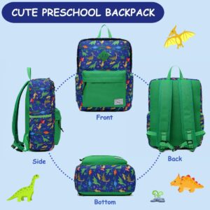 Kasqo Kids Backpack, Lightweight Water Resistant Preschool Rucksack for Little Boys and Girls with Water Bottle Pockets (Green)