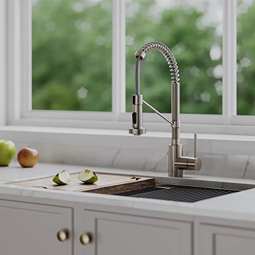 Kraus KPF-1610SFS Bolden 18-Inch Commercial Kitchen Faucet with Dual Function Pull-Down Sprayhead in all-Brite Finish, Spot Free Stainless Steel