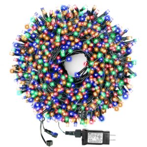 decute 300led christmas string lights outdoor waterproof 105ft ul certified with end-to-end plug 8 modes, multicolor indoor starry fairy lights for christmas tree patio garden wedding party decor