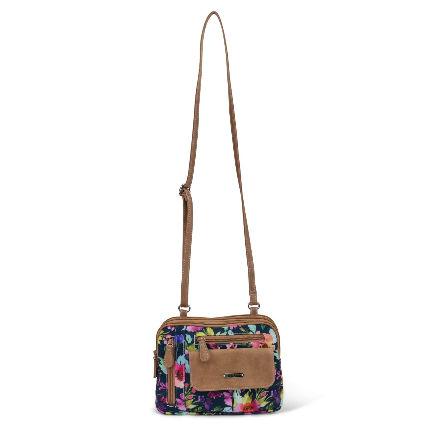 MultiSac Zippy Triple Compartment Crossbody Bag, Wildflower/Hazelnut