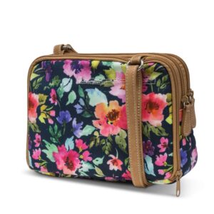 MultiSac Zippy Triple Compartment Crossbody Bag, Wildflower/Hazelnut