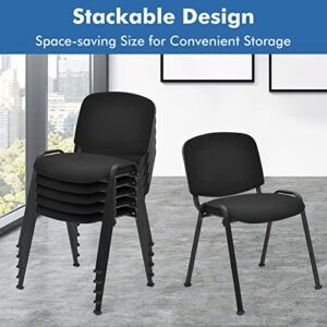 HAPPYGRILL Waiting Room Chairs, Stackable Conference Chairs with Metal Frame, Padded Cushion, Ergonomic Design, Guest Reception Chairs Set for Office, Reception Room, Conference Room, Events (5-Pack)