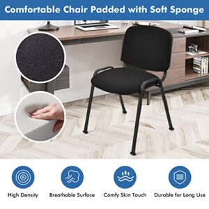 HAPPYGRILL Waiting Room Chairs, Stackable Conference Chairs with Metal Frame, Padded Cushion, Ergonomic Design, Guest Reception Chairs Set for Office, Reception Room, Conference Room, Events (5-Pack)