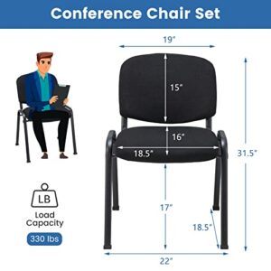 HAPPYGRILL Waiting Room Chairs, Stackable Conference Chairs with Metal Frame, Padded Cushion, Ergonomic Design, Guest Reception Chairs Set for Office, Reception Room, Conference Room, Events (5-Pack)