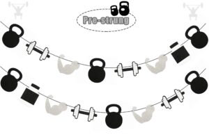 glitter gym theme birthday banner- weight lifting party garland for cross fit party, fitness themed birthday party supplies