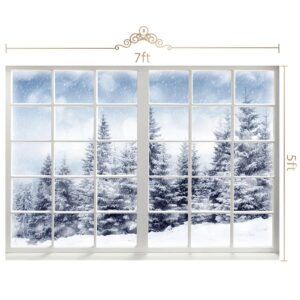 7x5ft Winter Wonderland Forest Scene Backdrop for Photography Christmas Party Decoration