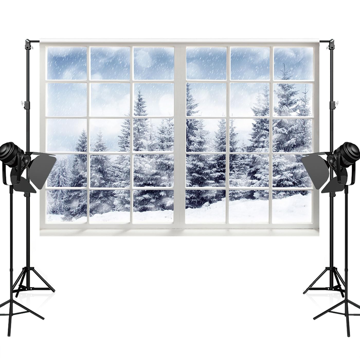 7x5ft Winter Wonderland Forest Scene Backdrop for Photography Christmas Party Decoration