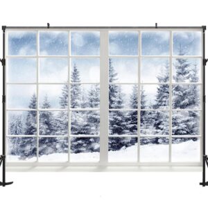 7x5ft Winter Wonderland Forest Scene Backdrop for Photography Christmas Party Decoration