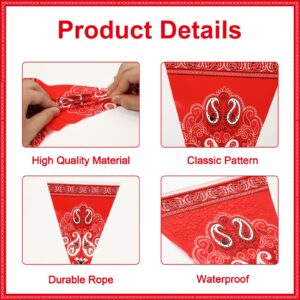 6 Pack Western Cowboy Party Decorations Bandana Pennant Banner Western Cowboy Wild West Red Pennant Banner for Western Party Supplies 12.46 x 6 ft