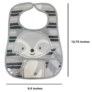 Neat Solutions 2 Pack Water Resistant Toddler Bib Set - Bear & Raccoon, Multi