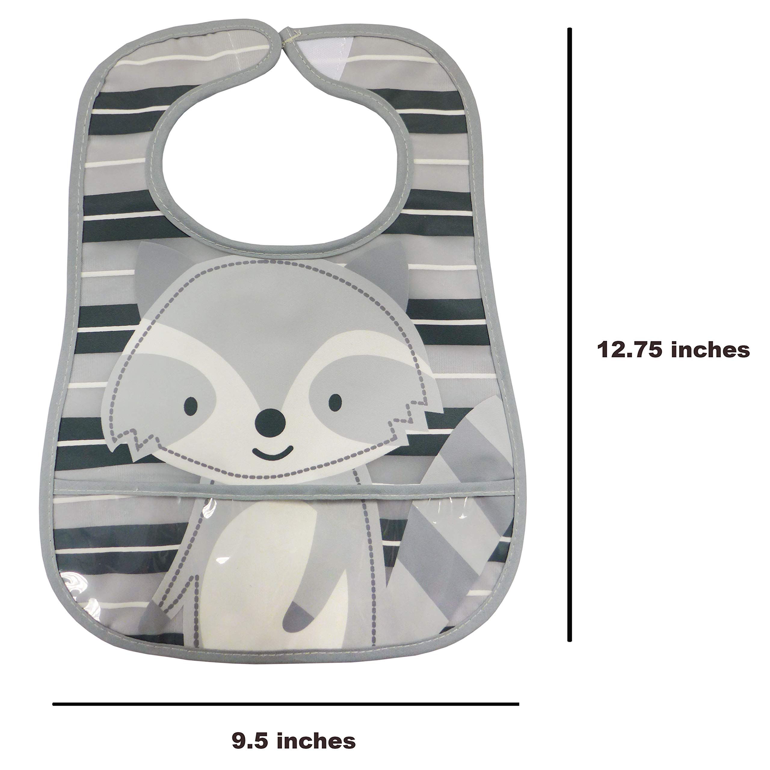 Neat Solutions 2 Pack Water Resistant Toddler Bib Set - Bear & Raccoon, Multi