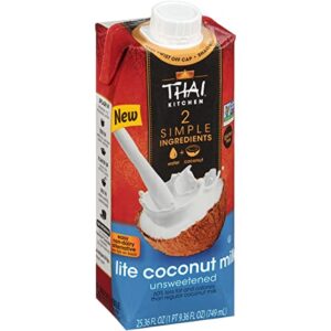 thai kitchen unsweetened lite coconut milk, 25.36 fl oz (pack of 6)