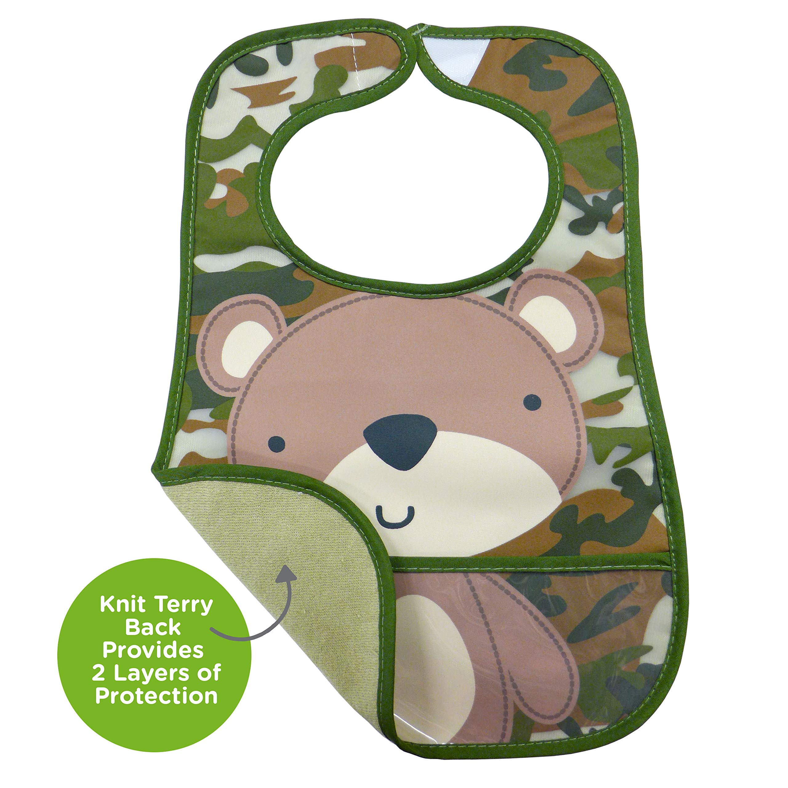 Neat Solutions 2 Pack Water Resistant Toddler Bib Set - Bear & Raccoon, Multi