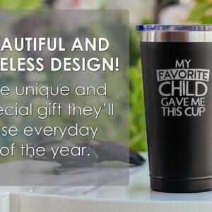 Sodilly Coffee Tumbler with Lid - Humorous Gift for Fathers from Children - My Favorite Child Gave Me This Father Cup - Dad's Special Cup with Lid - Tumbler Cup - Travel Coffee Mug - 16 oz Black