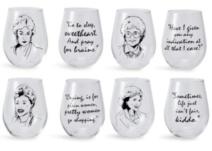 toynk the golden girls official stemless wine glass collectible set of 4| features one wine glass for each golden girl | each glass holds 16 ounces