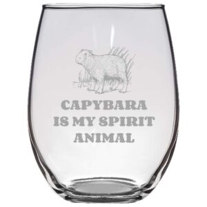 funny capybara gift - stemless wine glass - capybara lover gift idea - capybara present - capybara is my spirit animal