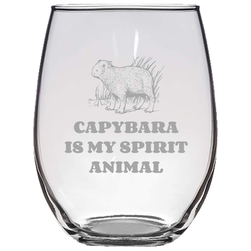 Funny Capybara Gift - Stemless Wine Glass - Capybara Lover Gift Idea - Capybara Present - Capybara Is My Spirit Animal