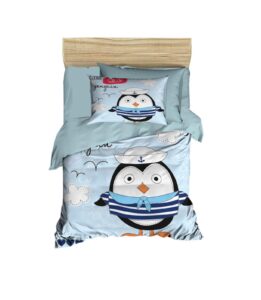 ozinci 100% cotton penguin bedding sailor themed nursery baby bed set, toddlers crib bedding for baby boys girls, duvet cover set, 4 pieces,