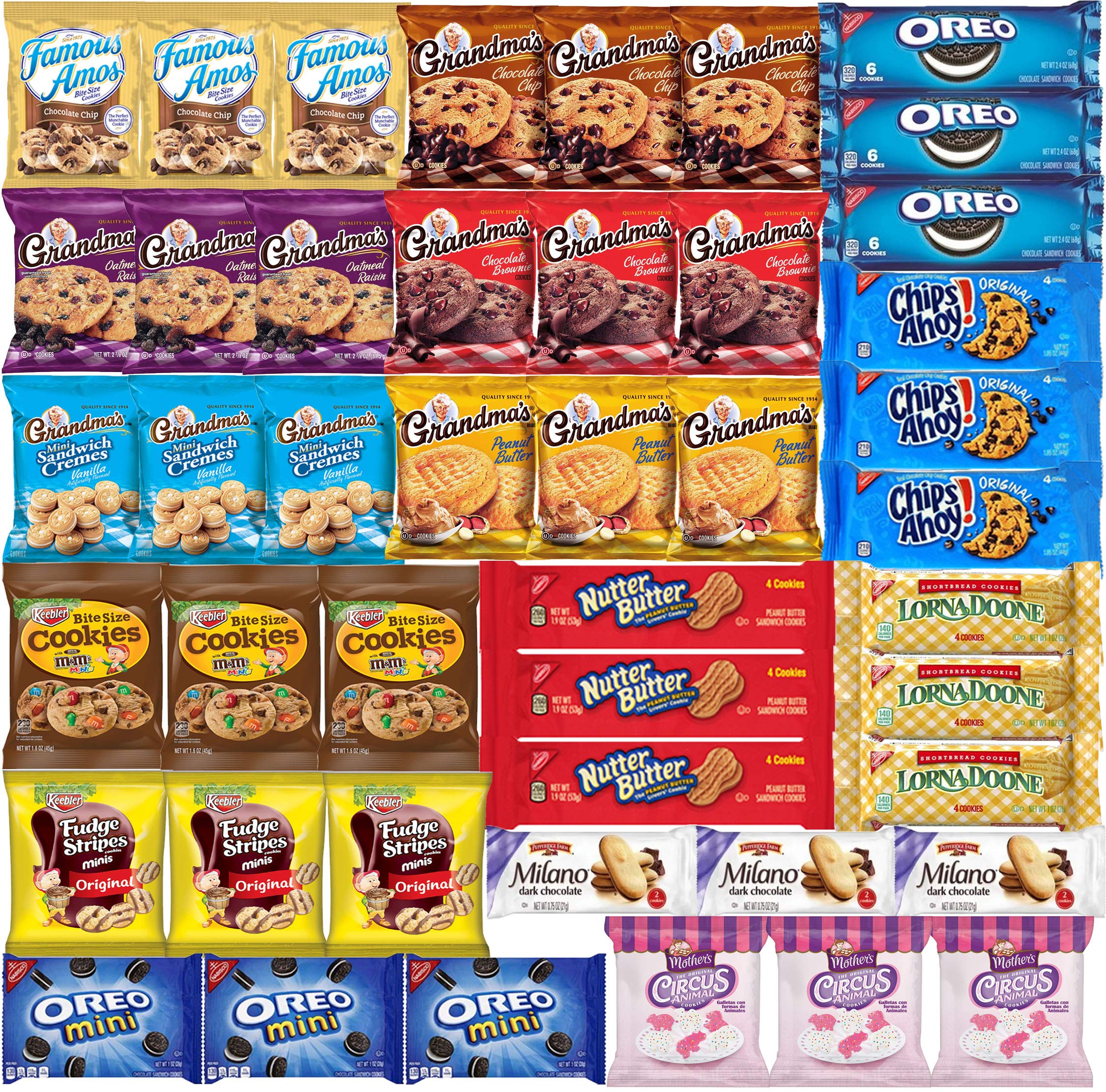 Cookies Individually Wrapped Variety Pack - Cookies Bulk Assortment Care Package Sampler (45 Count)