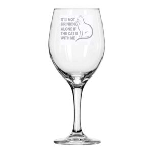 alankathy mugs b556 cat lover it's not drinking alone if cat is home animal 20 oz wine glass