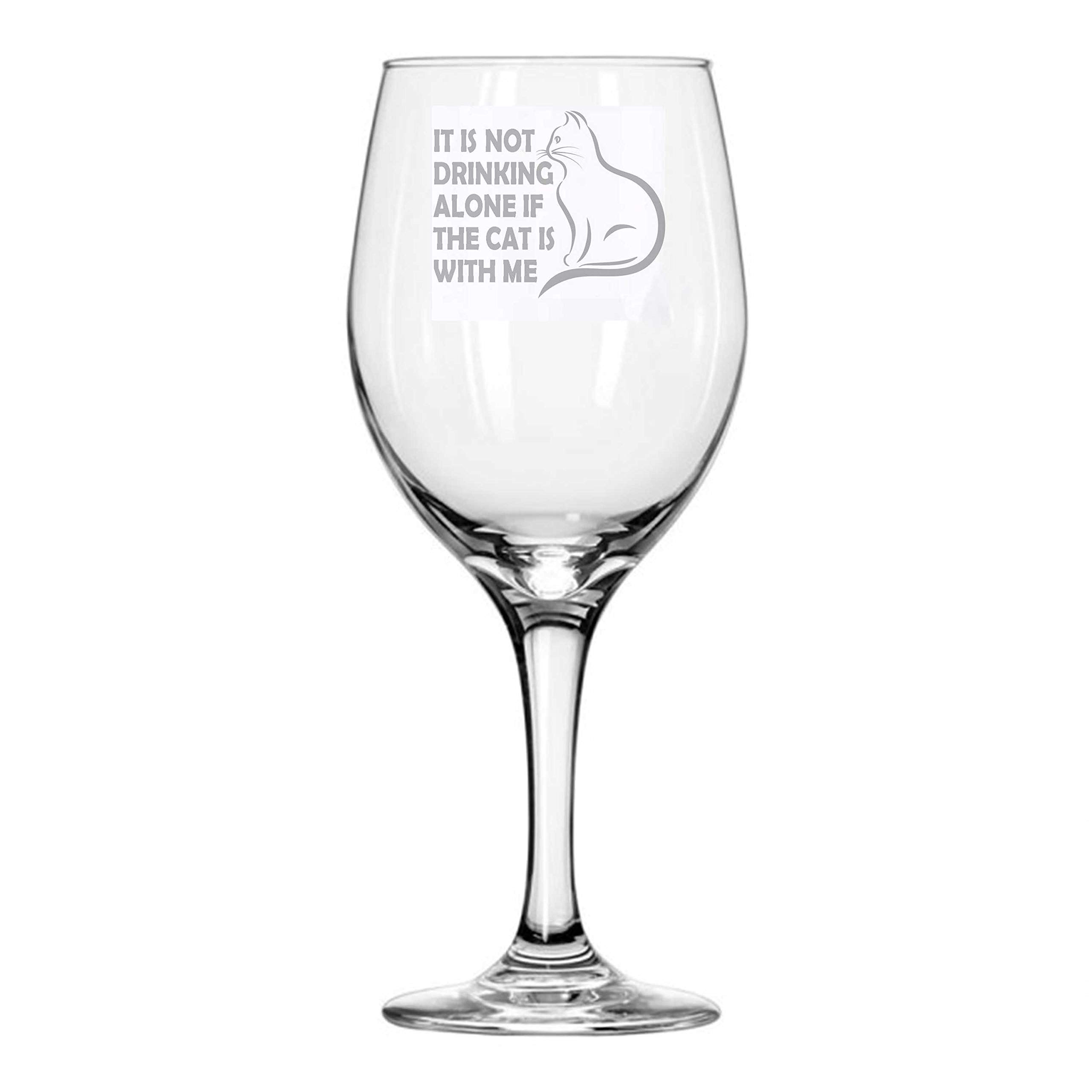 Alankathy mugs B556 cat lover it's not drinking alone if cat is home animal 20 oz wine glass