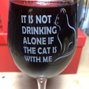 Alankathy mugs B556 cat lover it's not drinking alone if cat is home animal 20 oz wine glass