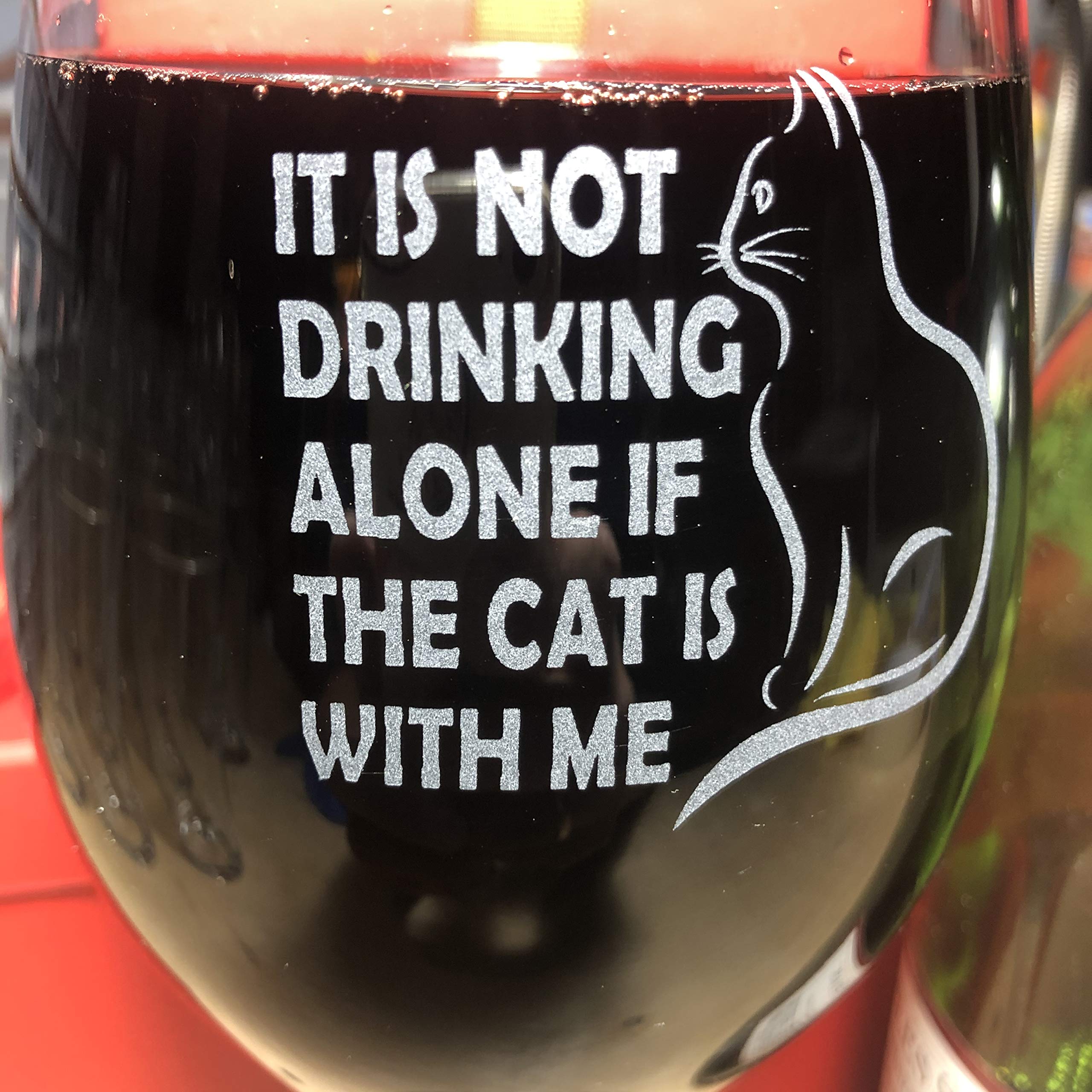 Alankathy mugs B556 cat lover it's not drinking alone if cat is home animal 20 oz wine glass