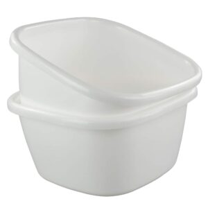 ggbin 18 quart plastic dish pans, 13.58"x13.58"x7", 2 packs(white)