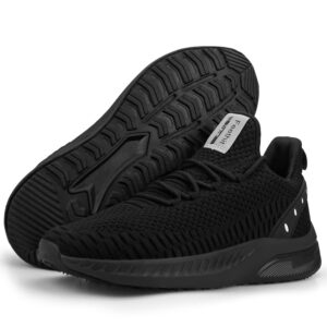 Feethit Mens Slip On Walking Shoes Blade Tennis Shoes Non Slip Running Shoes Lightweight Workout Shoes Breathable Mesh Fashion Sneakers All Black Size 9