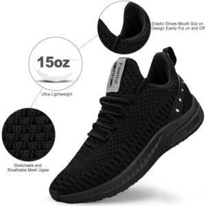 Feethit Mens Slip On Walking Shoes Blade Tennis Shoes Non Slip Running Shoes Lightweight Workout Shoes Breathable Mesh Fashion Sneakers All Black Size 9