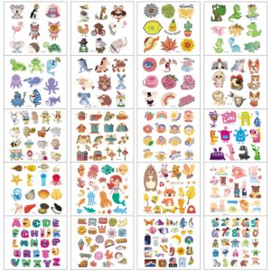 Aresvns Children's temporary tattoo 340+ Designs,20 sheets Cute fake tattoos for Girls and Boys, Waterproof, non-toxic and easy to remove