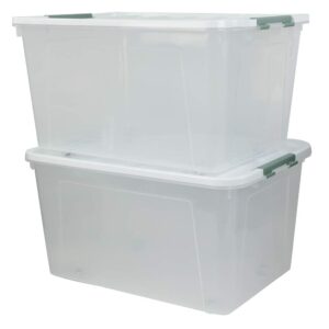 saedy 85 quart plastic storage bins with lids and wheels, large plastic box, set of 2