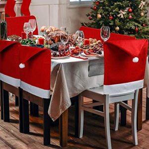 Callenbach 6Pcs Christmas Chair Covers for Dining Room Christmas Table Decoration Santa Hat Chair Back Cover for Xmas Restaurant Holiday Festival Party Decor