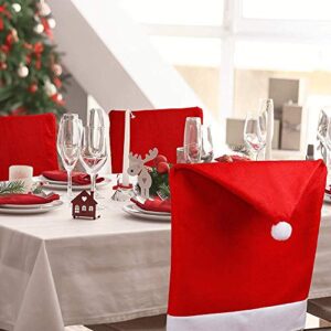 Callenbach 6Pcs Christmas Chair Covers for Dining Room Christmas Table Decoration Santa Hat Chair Back Cover for Xmas Restaurant Holiday Festival Party Decor