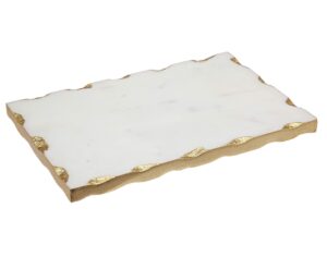 godinger white marble serving tray, charcuterie platter cheese board with gold trim