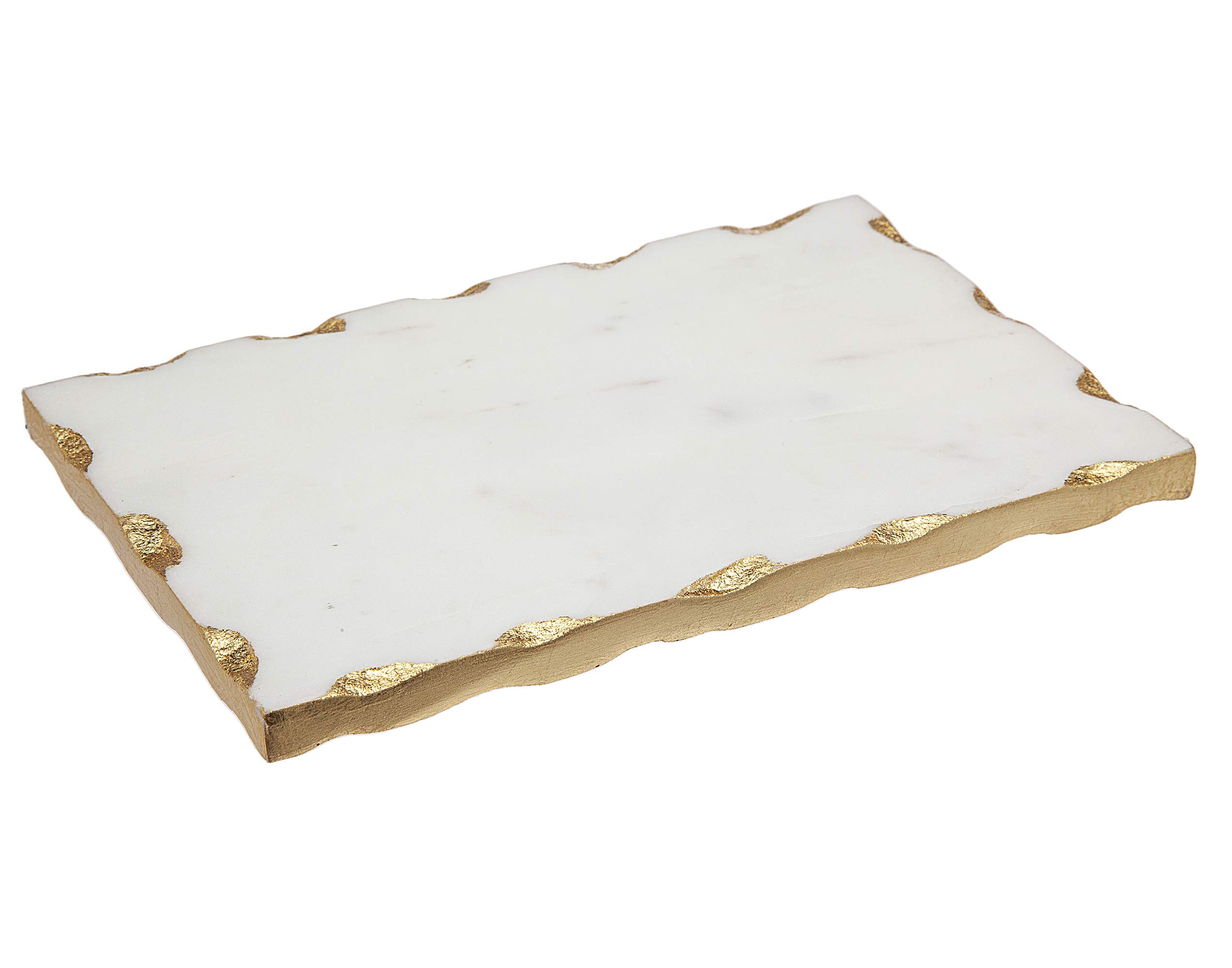 Godinger White Marble Serving Tray, Charcuterie Platter Cheese Board with Gold Trim