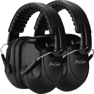 procase 2 pack noise reduction ear muffs, nrr 28db shooter hearing protection headphones headset professional noise cancelling ear defenders for construction work shooting range hunting -black