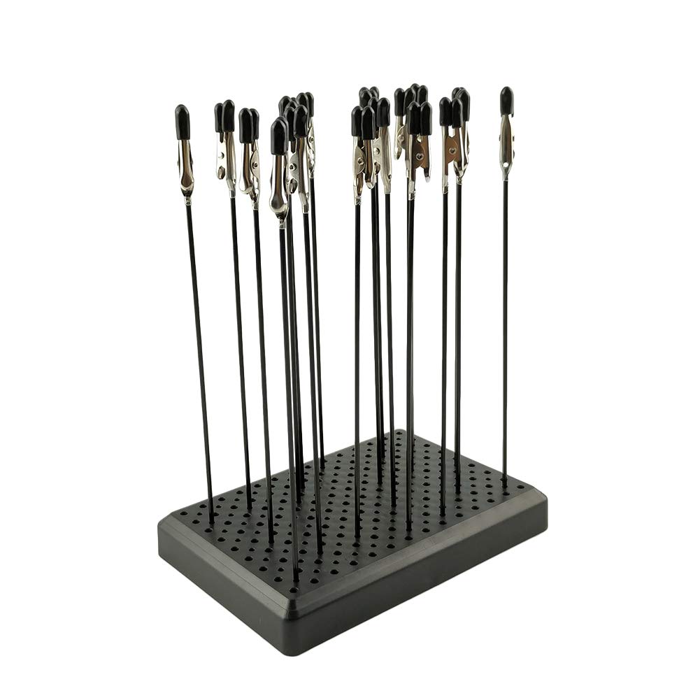 MAY.T Model Painting Alligator Clip Sticks 20PCS with Stand Base 1PCS for Airbrush Hobby Model Parts